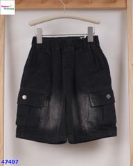 Short jean XSD đen túi hộp có nút