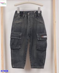 Quần jean dài đen túi hộp Hello