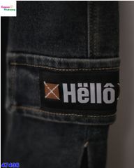 Quần jean dài đen túi hộp Hello