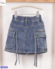 Chân váy jean Syci túi hộp đính dây
