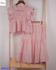 Set váy XXY hồng dập hoa