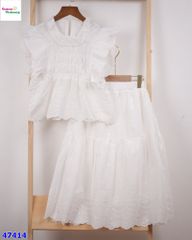 Set váy XXY trắng dập hoa