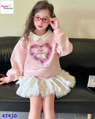 Set váy J&J polo hồng trái tim