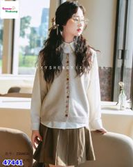 Set 3 món sơ mi kem, gile kem