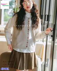 Set 3 món sơ mi kem, gile kem