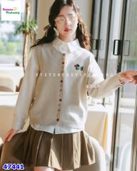 Set 3 món sơ mi kem, gile kem