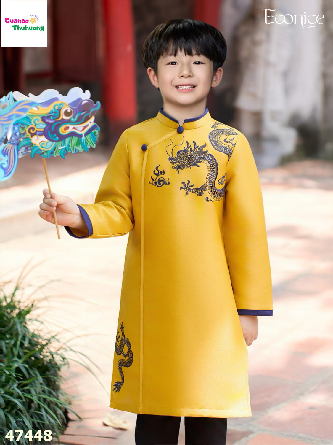 Áo dài Econice vàng rồng Việt Hoàng