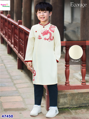 Áo dài Econice trắng rồng Thiên Long