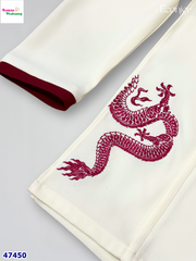 Áo dài Econice trắng rồng Thiên Long