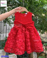 Đầm J&J đỏ đính nơ xoè hoa 3D