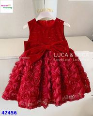 Đầm J&J đỏ đính nơ xoè hoa 3D