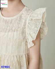 Set váy + khoác ren kem