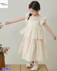 Set váy + khoác ren kem