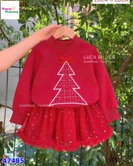 Set váy Luca đỏ cây thông Noel