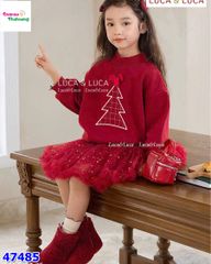 Set váy Luca đỏ cây thông Noel