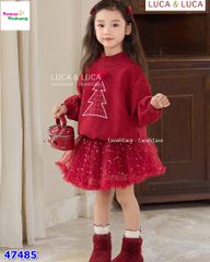 Set váy Luca đỏ cây thông Noel