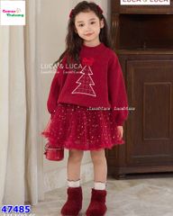Set váy Luca đỏ cây thông Noel