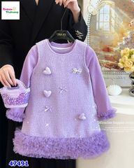 Set đầm tím đính nơ