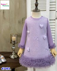 Set đầm tím đính nơ