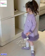 Set đầm tím đính nơ