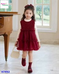 Set đầm đỏ đính cườm