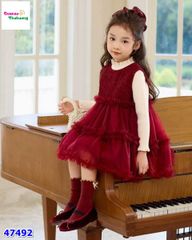 Set đầm đỏ đính cườm