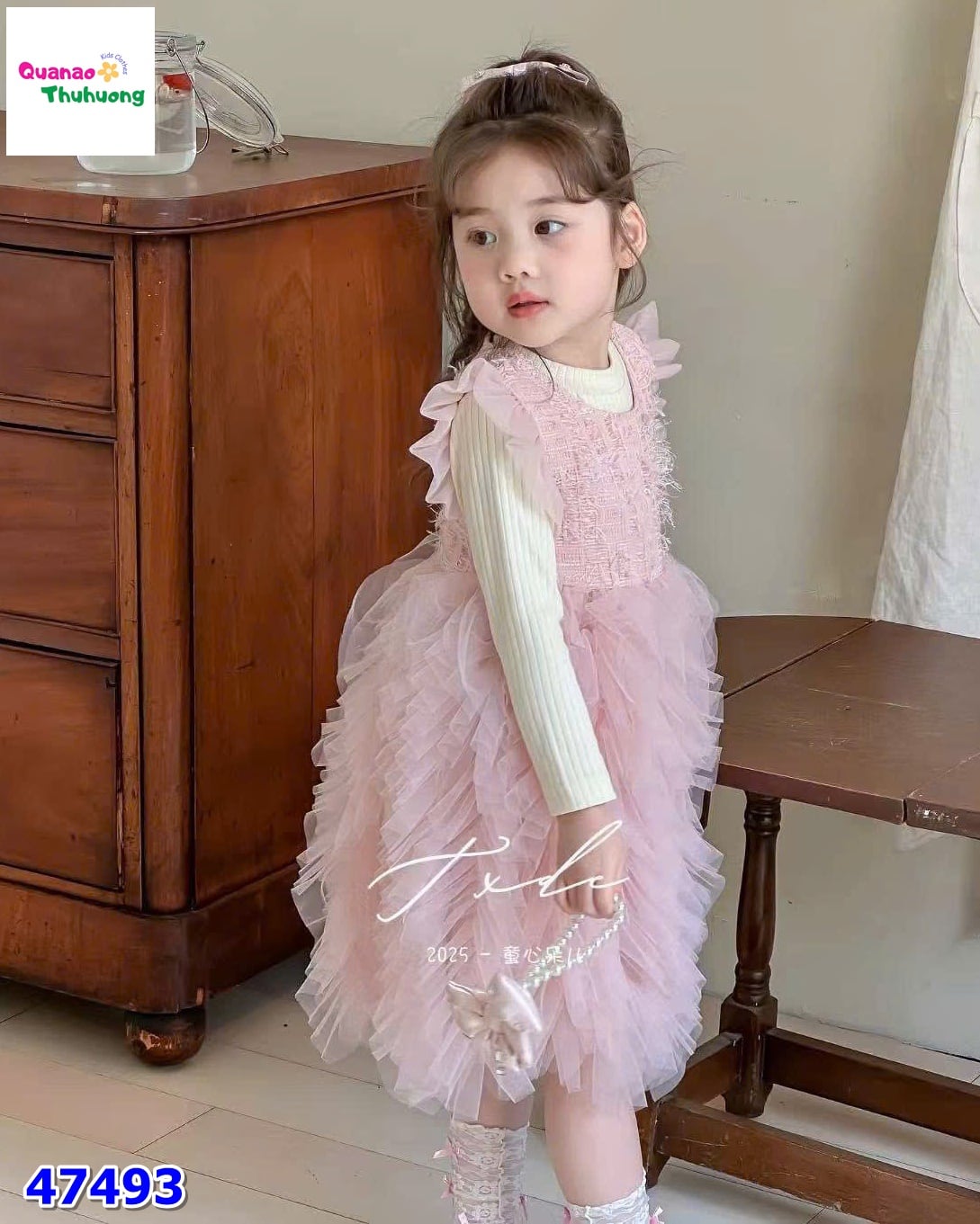 Set đầm hồng voan