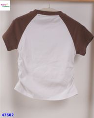 Áo trắng tay nâu Hello Kitty