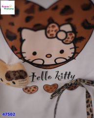 Áo trắng tay nâu Hello Kitty
