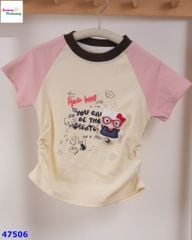 Áo kem tay hồng Hello Kitty