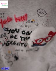 Áo xám tay xanh navy Hello Kitty