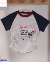 Áo xám tay xanh navy Hello Kitty