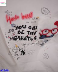 Áo trắng tay đỏ Hello Kitty