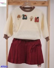 Set áo len kem cây thông , chân váy đỏ chấm bi