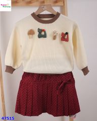 Set áo len kem cây thông , chân váy đỏ chấm bi