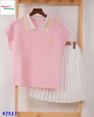 Set váy polo hồng vợt cầu lông