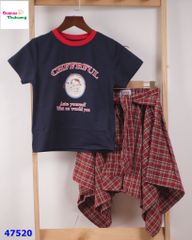 Set áo xanh Hello Kitty , chân váy caro đỏ