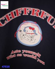 Set áo xanh Hello Kitty , chân váy caro đỏ