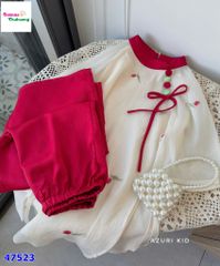 Áo dài Azuri kem thêu hoa Tulip