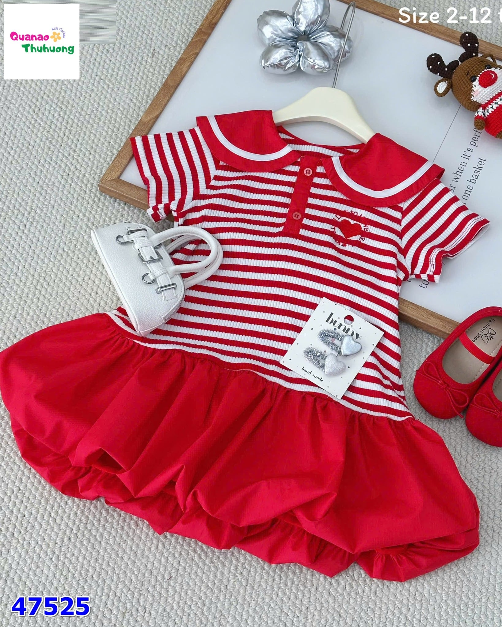 Đầm Miakid sọc đỏ