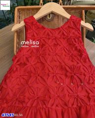 Đầm MLS đỏ thêu hoa nổi