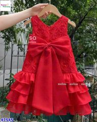 Đầm MLS đỏ thêu hoa nổi