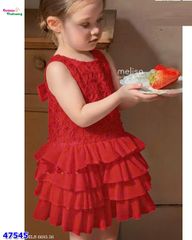 Đầm MLS đỏ thêu hoa nổi