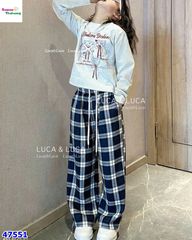 Set Luca xám in mèo, quần caro