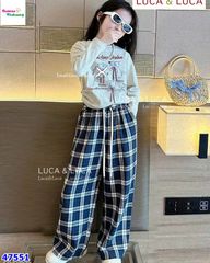 Set Luca xám in mèo, quần caro