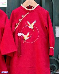 Áo dài Cúc Chi đỏ thêu hạc