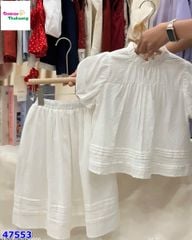 Set váy trắng tay bồng
