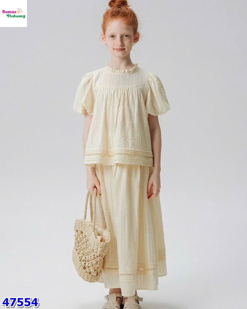 Set váy kem tay bồng