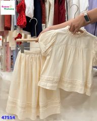 Set váy kem tay bồng