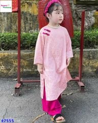 Áo dài Melisa hồng đính cúc
